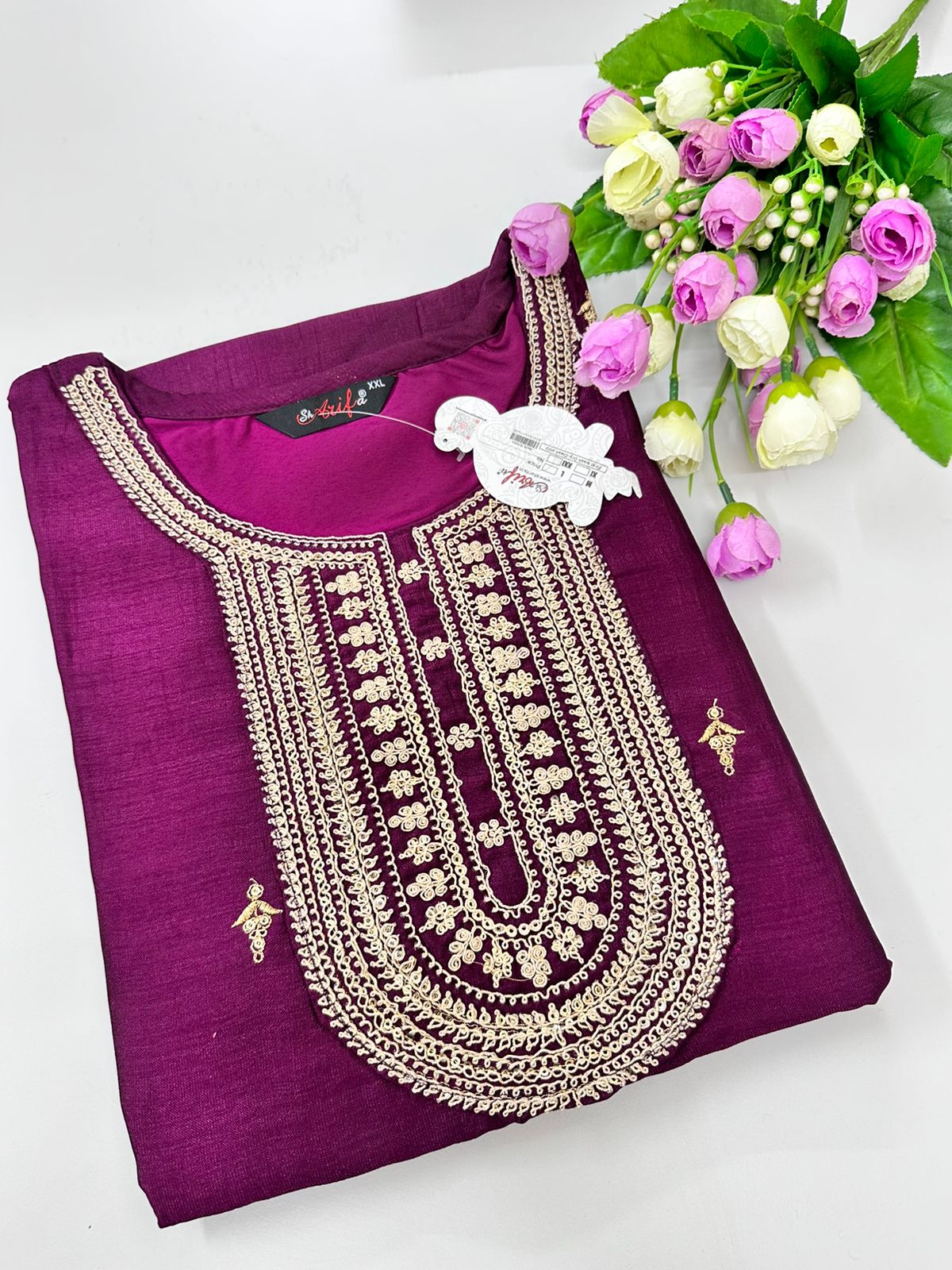 Women Silk cotton Georgette Kurtis| Reddish Plum | 3/4 Hand Sleeves | Side Cut Kurtis