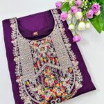 Women Silk cotton Georgette Kurtis| Deep Purple Color | 3/4 Hand Sleeves | Side Cut Kurtis