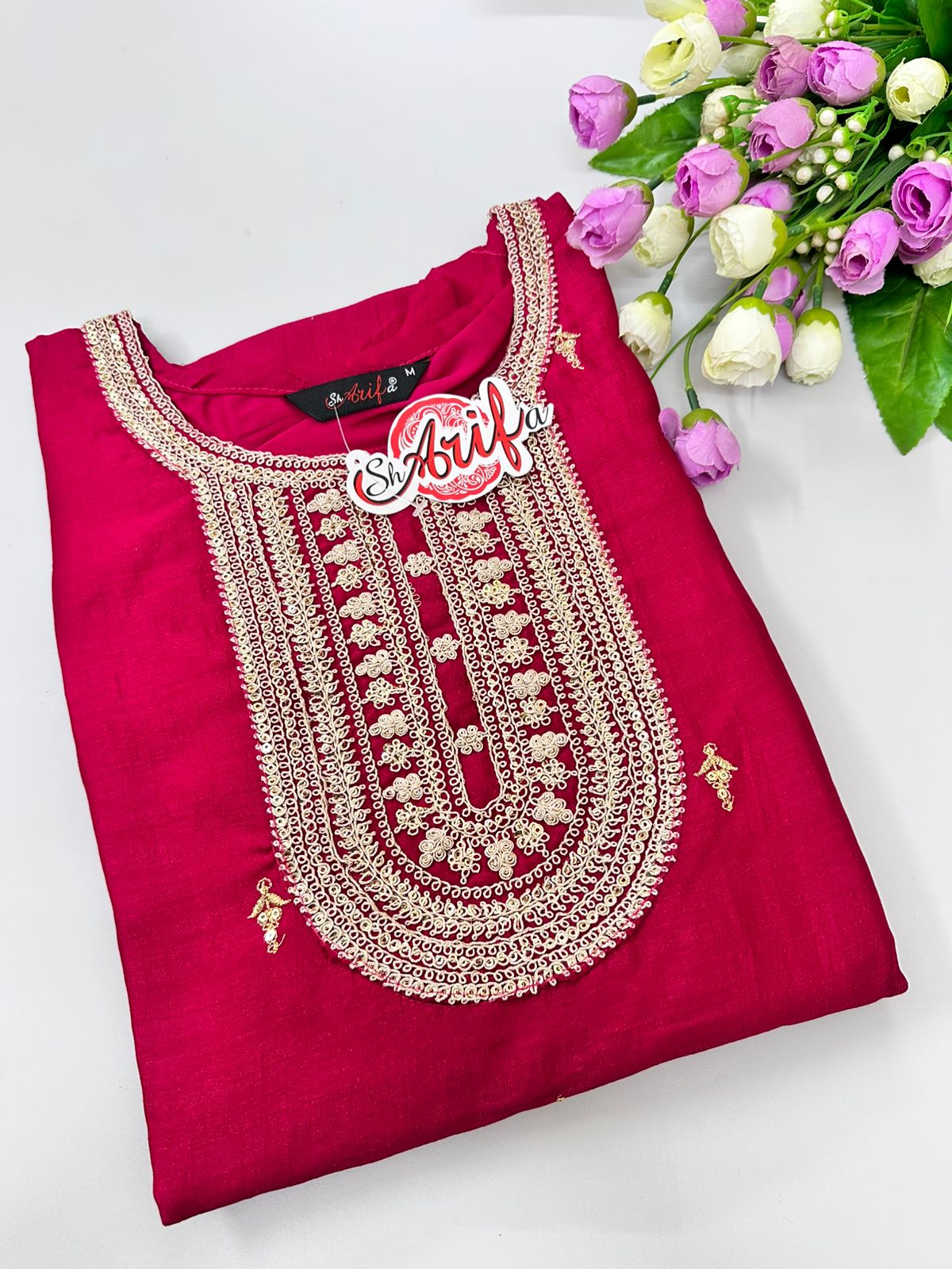 Women Silk cotton Georgette Kurtis| Wine Red Color | 3/4 Hand Sleeves | Side Cut Kurtis