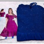 Designer Georgette Trending Maxi Gown for women | Royal Blue | Round Neck