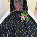 Ebony Charm Printed Rayon Anarkali Kurti | Round Neck